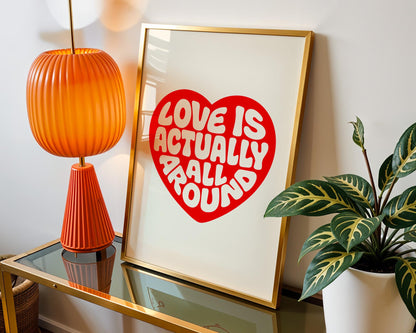 Love Actually is All Around Art Print, Trendy Wall Art, Vintage Quote Poster, Modern Home Decor for Bedroom and Living Room