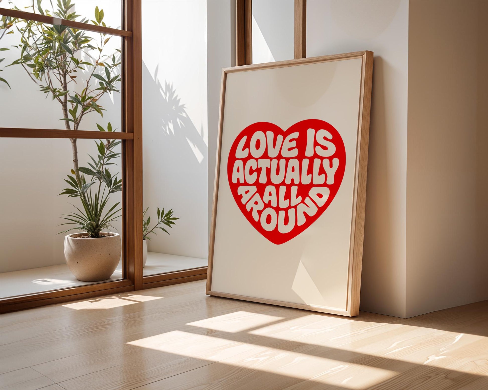 Love Actually is All Around Art Print, Trendy Wall Art, Vintage Quote Poster, Modern Home Decor for Bedroom and Living Room