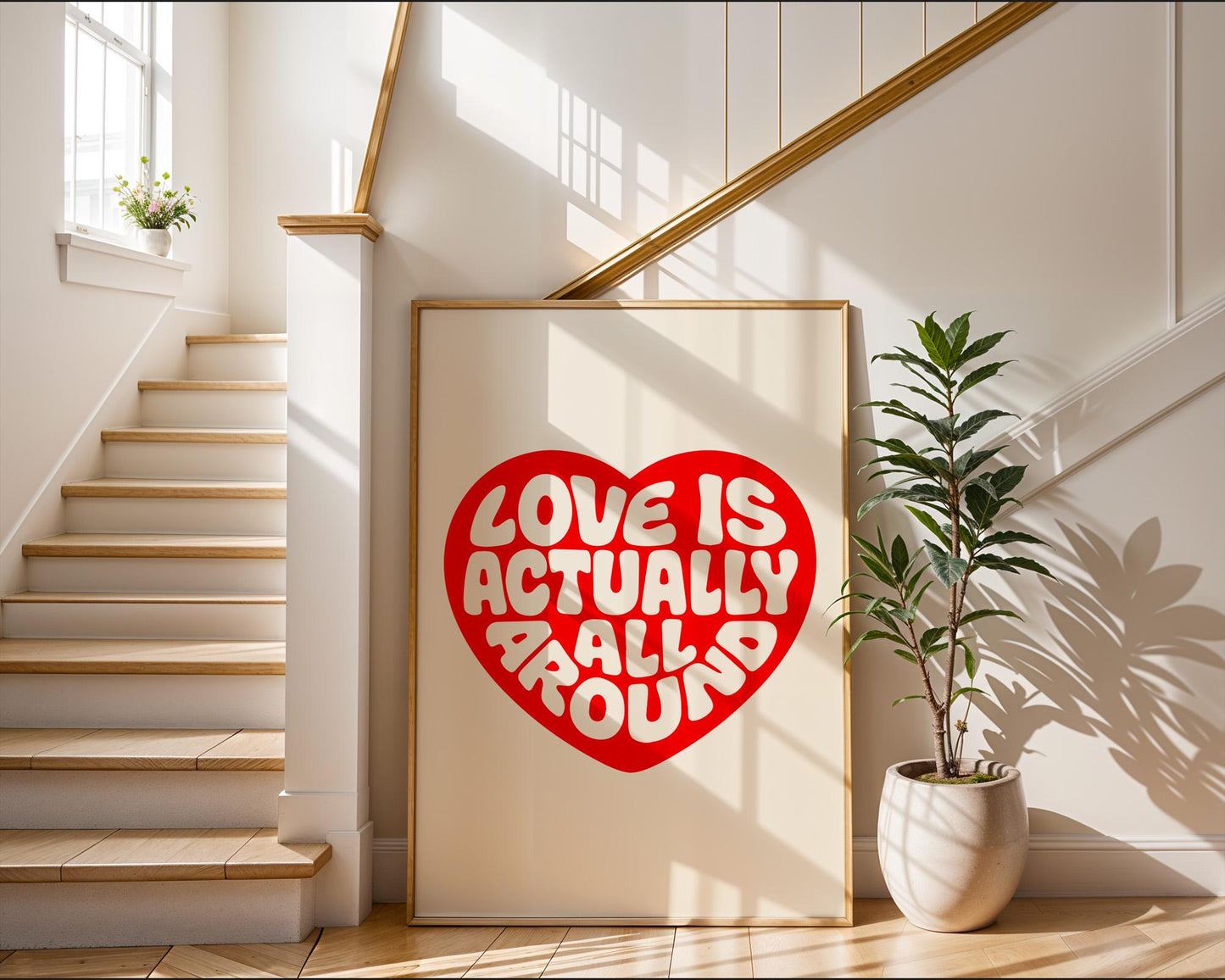 Love Actually is All Around Art Print, Trendy Wall Art, Vintage Quote Poster, Modern Home Decor for Bedroom and Living Room