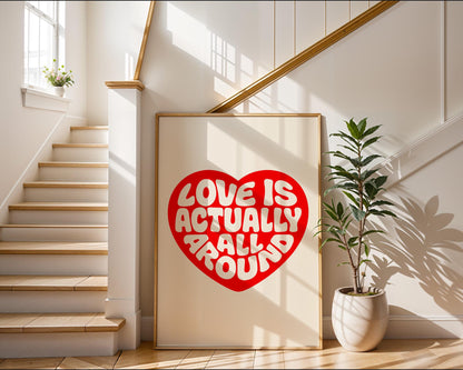 Love Actually is All Around Art Print, Trendy Wall Art, Vintage Quote Poster, Modern Home Decor for Bedroom and Living Room
