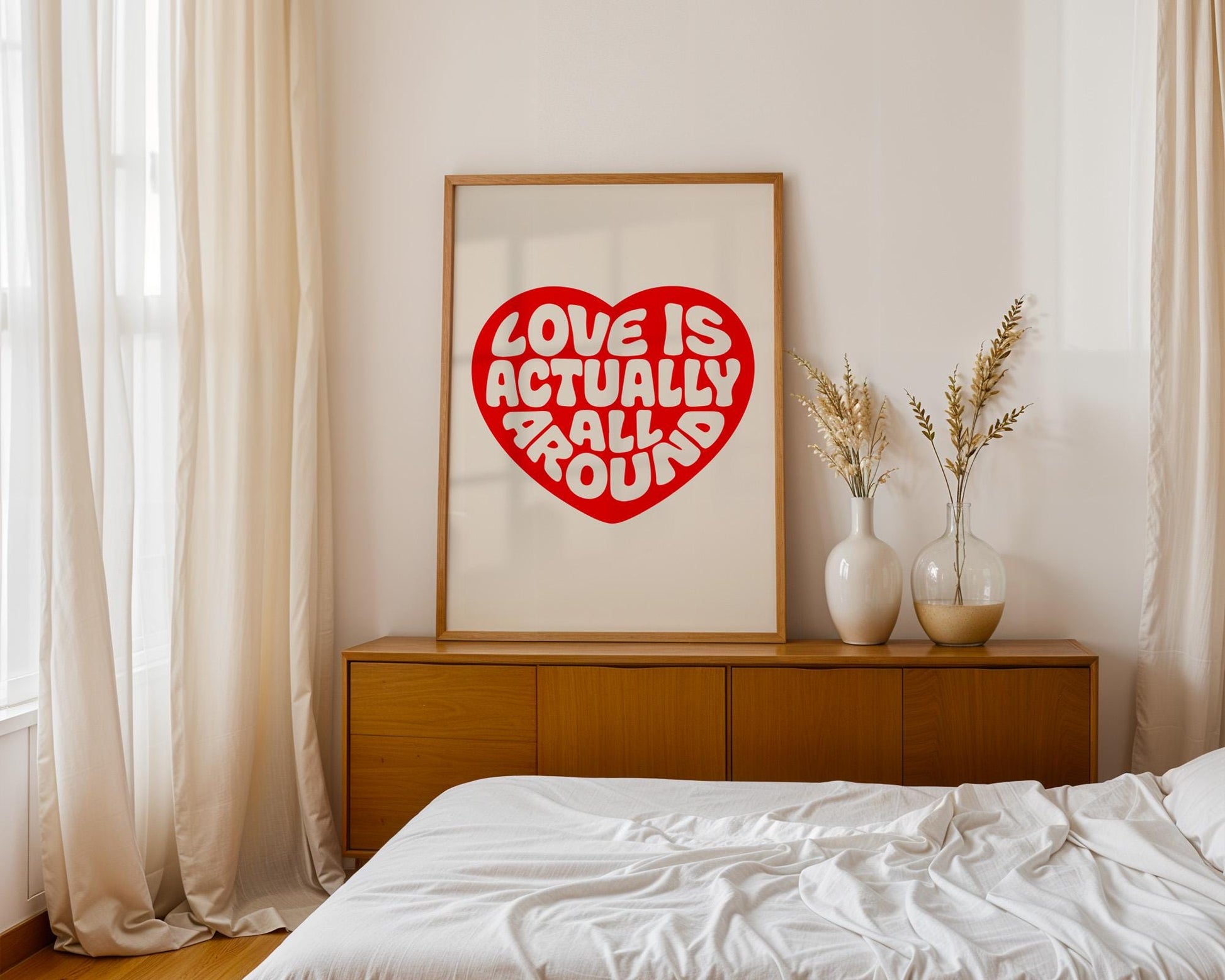 Love Actually is All Around Art Print, Trendy Wall Art, Vintage Quote Poster, Modern Home Decor for Bedroom and Living Room