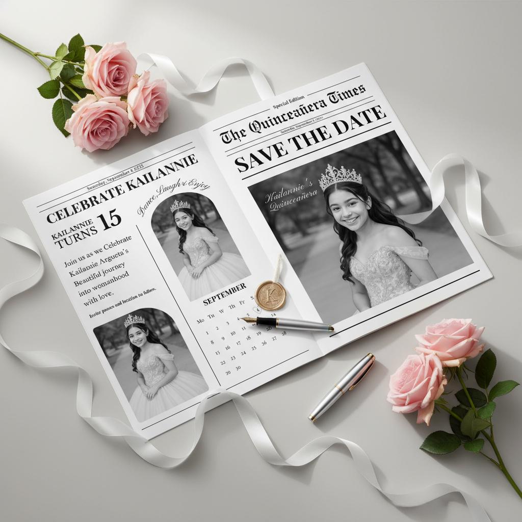 Quinceañera Newspaper Printed, Custom Editable Birthday Gift, Sweet 15 Party Decor, Unique Quince Invitation