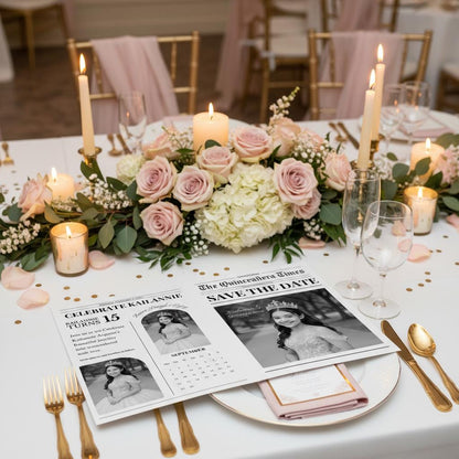 Quinceañera Newspaper Printed, Custom Editable Birthday Gift, Sweet 15 Party Decor, Unique Quince Invitation