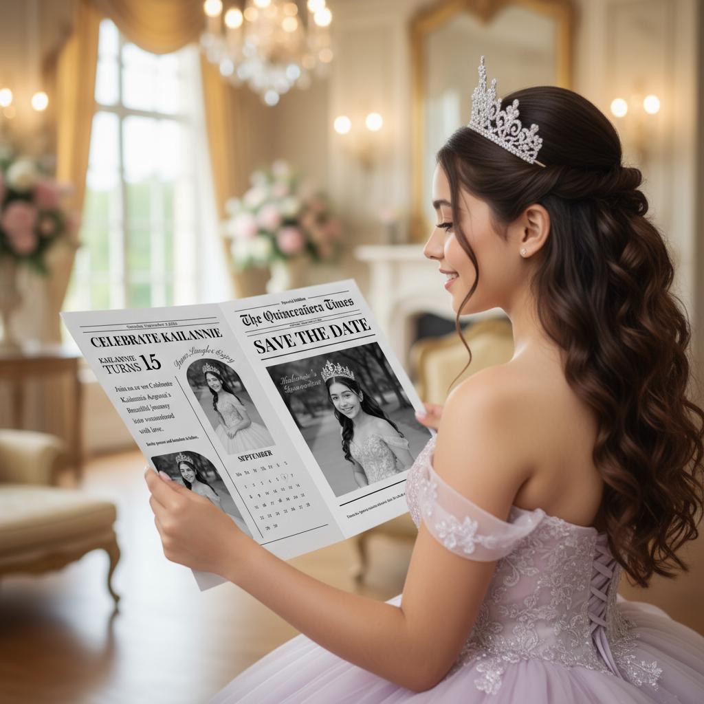 Quinceañera Newspaper Printed, Custom Editable Birthday Gift, Sweet 15 Party Decor, Unique Quince Invitation