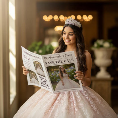 Quinceanera Newspaper Printed, Custom Save the Date Announcement, Birthday Party Decor, Unique Gift Ideas Printed & Shipped