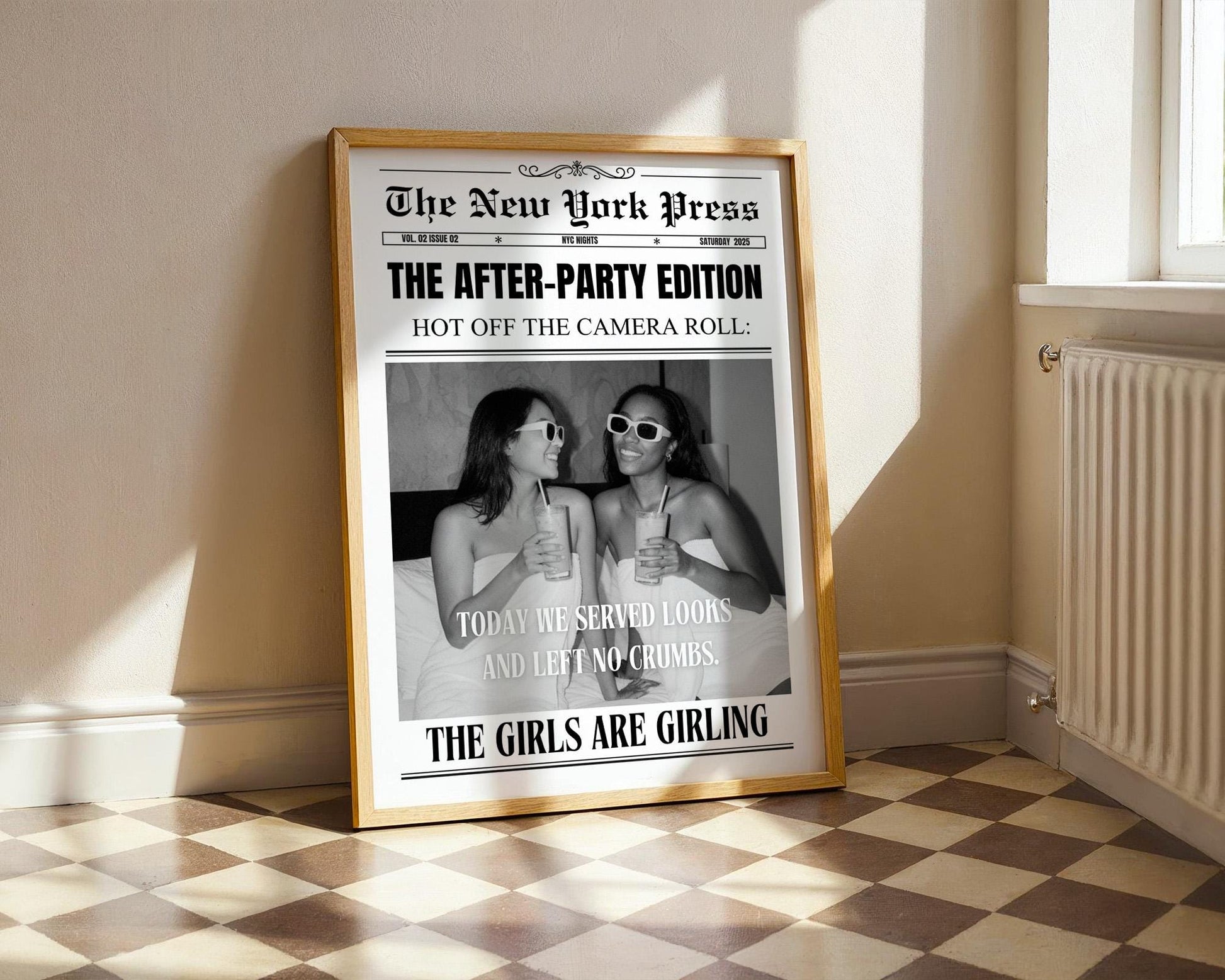 Personalized Newspaper Print, Custom College Dorm Wall Art, Roommates Gift, Printed & Shipped, Trendy Decor