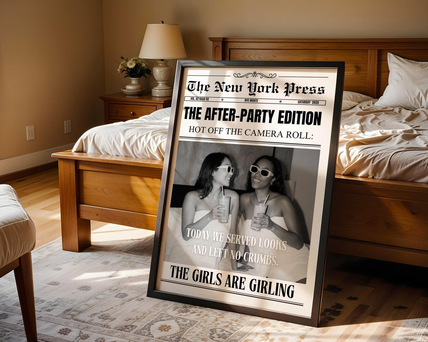 Personalized Newspaper Print, Custom College Dorm Wall Art, Roommates Gift, Printed & Shipped, Trendy Decor