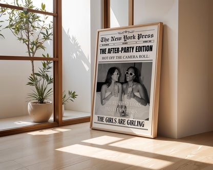 Personalized Newspaper Print, Custom College Dorm Wall Art, Roommates Gift, Printed & Shipped, Trendy Decor