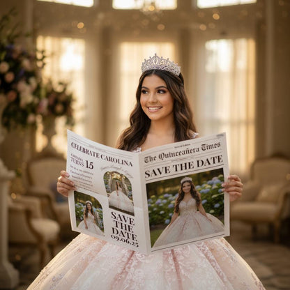 Quinceanera Newspaper Printed, Custom Save the Date Announcement, Birthday Party Decor, Unique Gift Ideas Printed & Shipped