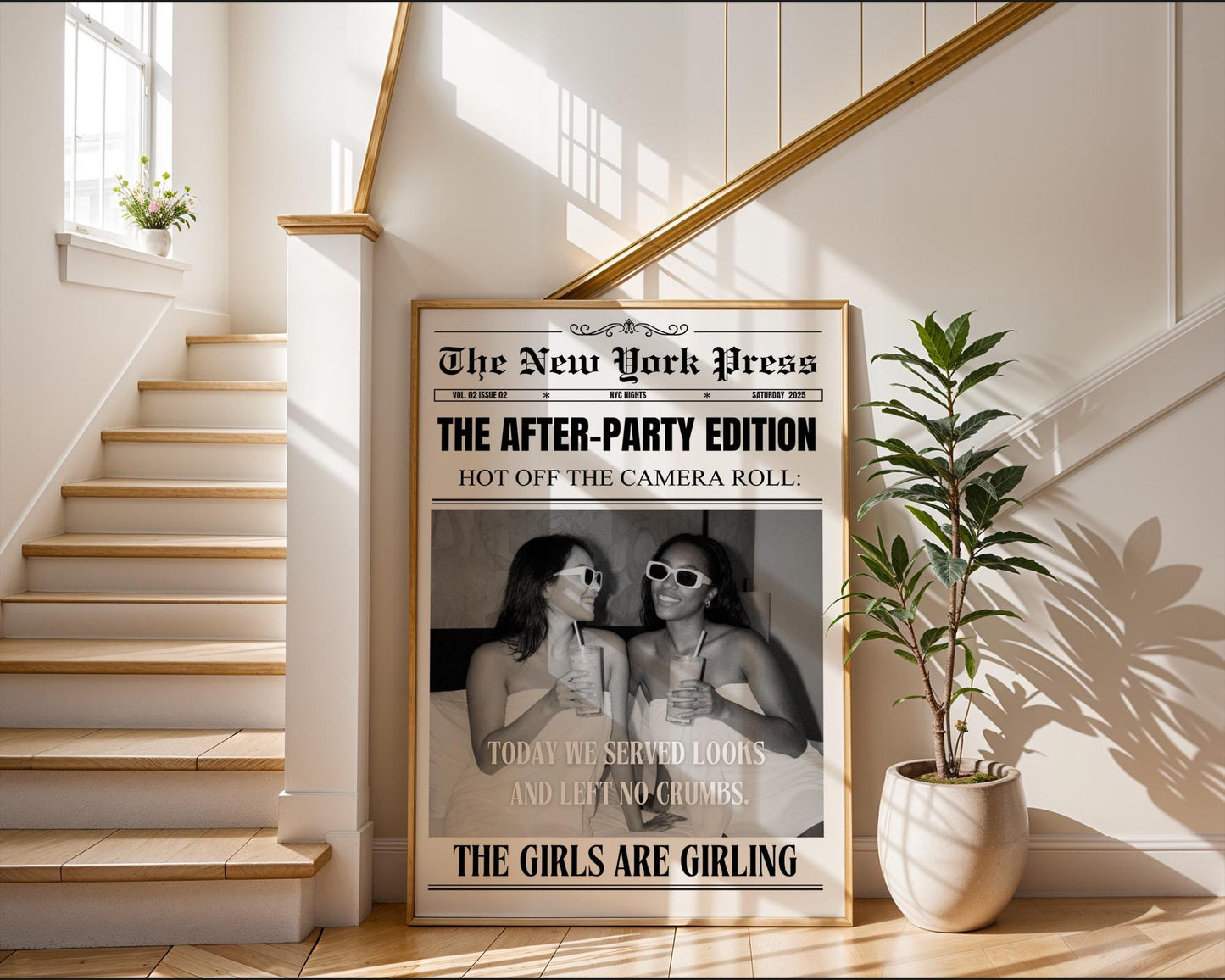 Personalized Newspaper Print, Custom College Dorm Wall Art, Roommates Gift, Printed & Shipped, Trendy Decor