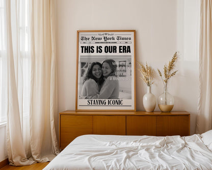 Custom Newspaper Print, Personalized Dorm Room Wall Art, Unique Gift for Roommates, Printed & Shipped, Trendy Decor