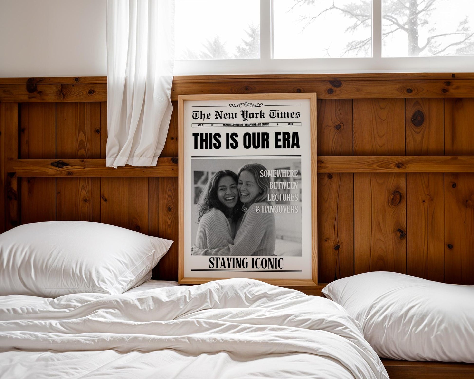 Custom Newspaper Print, Personalized Dorm Room Wall Art, Unique Gift for Roommates, Printed & Shipped, Trendy Decor