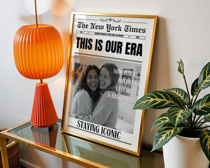 Custom Newspaper Print, Personalized Dorm Room Wall Art, Unique Gift for Roommates, Printed & Shipped, Trendy Decor