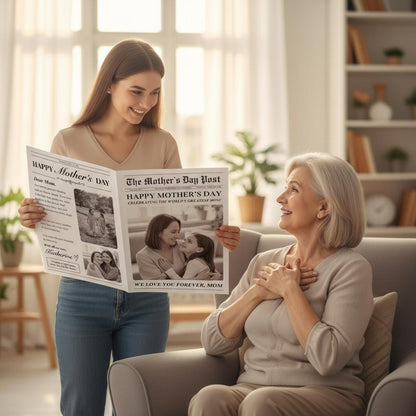 Mother's Day Newspaper Printed, Custom Gift, Unique Art Print for Mom, Personalized Keepsake