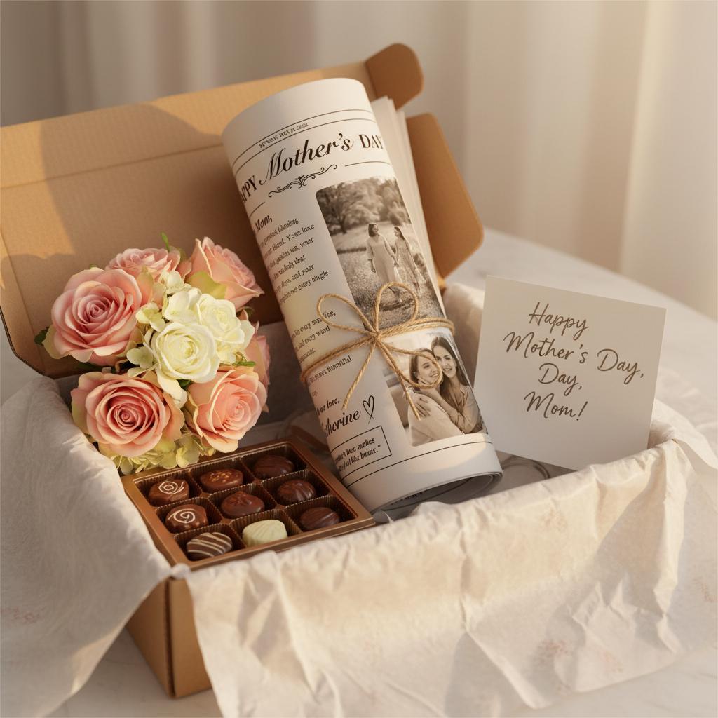 Mother's Day Newspaper Printed, Custom Gift, Unique Art Print for Mom, Personalized Keepsake