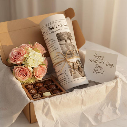 Mother's Day Newspaper Printed, Custom Gift, Unique Art Print for Mom, Personalized Keepsake