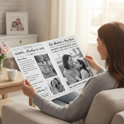 Mother's Day Newspaper Printed, Custom Gift, Unique Art Print for Mom, Personalized Keepsake