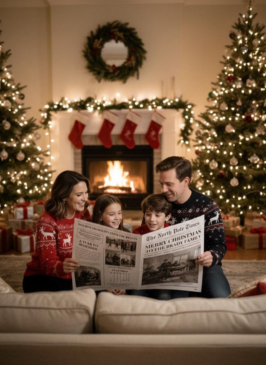Christmas Newspaper, Printed and Shipped for Special Events, Year In Review Newsletter, Holiday Photo Card, Customizable Design