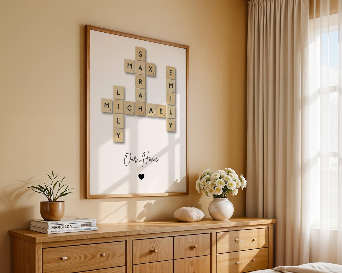 Custom Crossword, Family Name Print, Personalized Gift, Scrabble Name Print, Custom Letter Print, Crossword Poster, Unique Wedding Gift