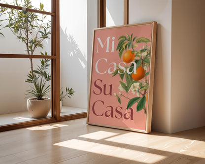 Mi Casa Su Casa Print, Retro Spanish Quote Wall Art, Digital Download, New Home Gift, Welcome Sign Decor
