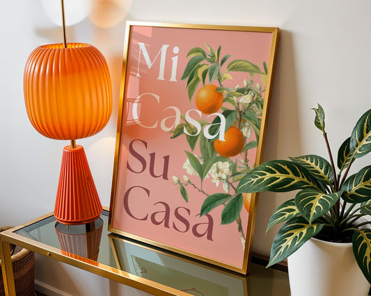 Mi Casa Su Casa Print, Retro Spanish Quote Wall Art, Printed, New Home Gift, Welcome Sign Decor