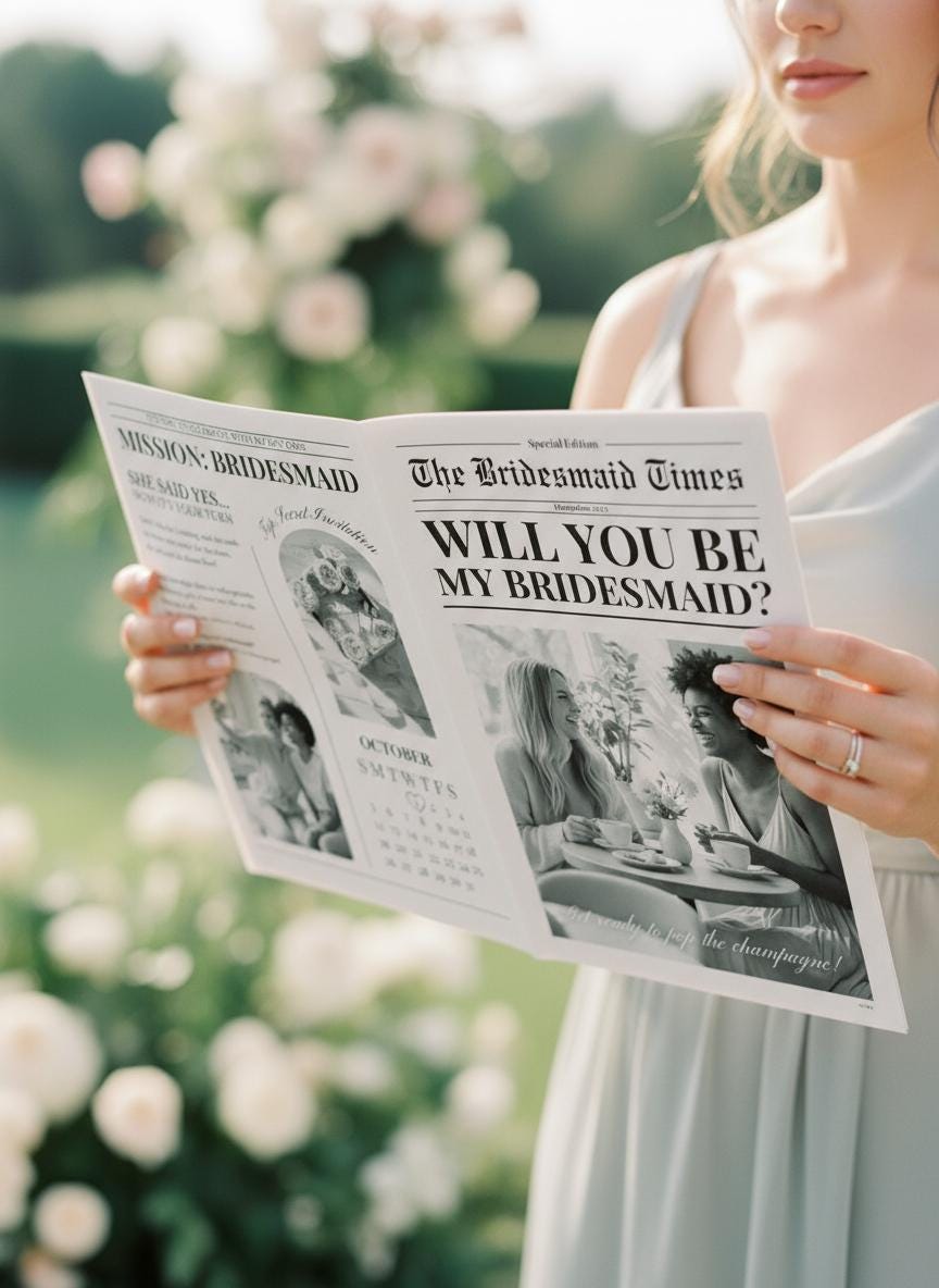 Bridesmaid Proposal Newspaper Printed, Custom Gifts for Will You Be My Bridesmaid, Unique Proposal, Printed and Shipped, Maid of Honour