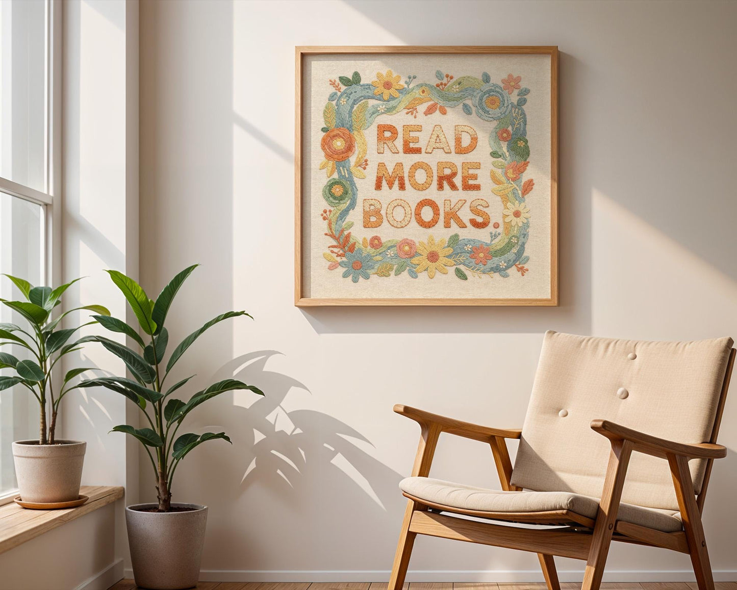 Read More Books Wall Art, Cute Library Print, Bookworm Decor, Colorful Reading Nook Art, Digital Download for Kids