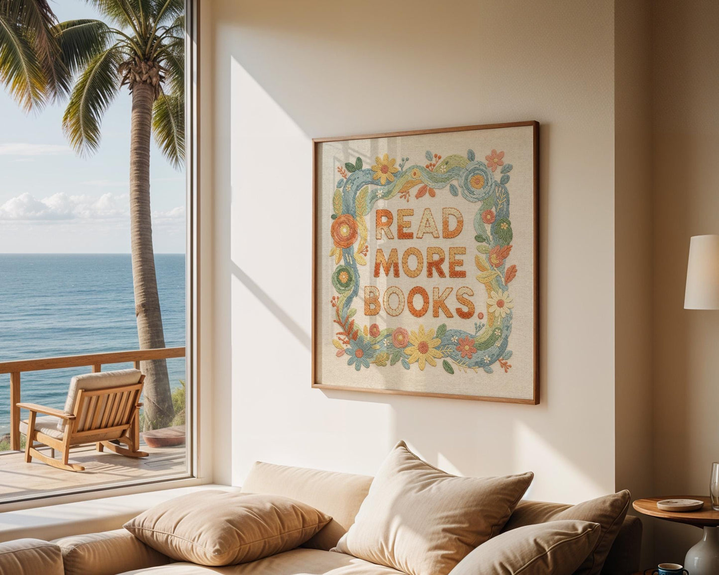 Read More Books Wall Art, Cute Library Print, Bookworm Decor, Colorful Reading Nook Art, Digital Download for Kids