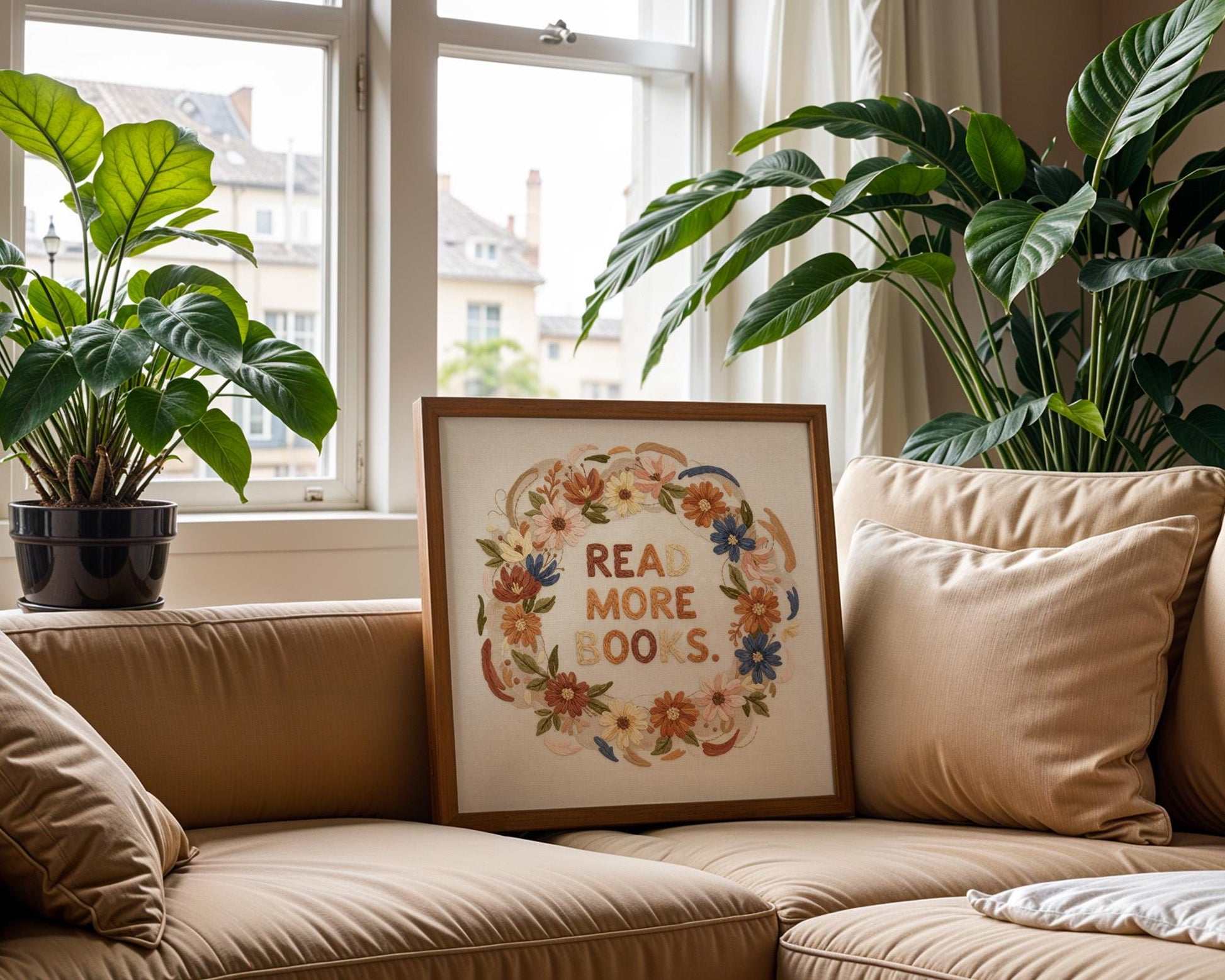 Read More Books Wall Art, Floral Book Lover Print, Minimalist Reading Decor, Digital Download for Kids and Adults, Bookish Wall Poster