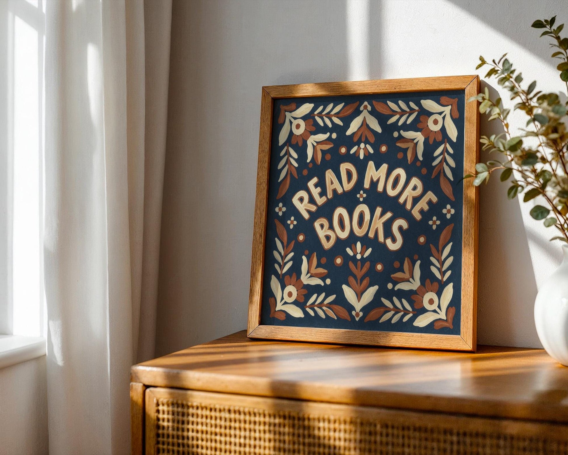 Read More Books Wall Art, Retro Book Lover Print, Vintage Reading Nook Decor, Digital Download for Home and Classroom