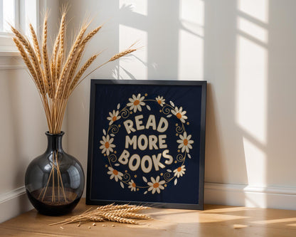 Read More Books Wall Art, Vintage Library Decor, Book Lover Printable, Reading Nook Art, Digital Download for Readers