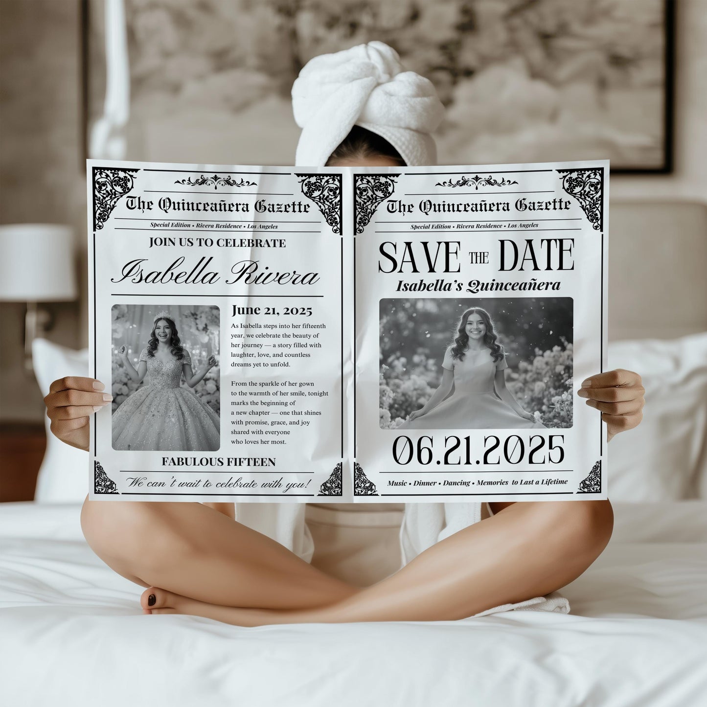 Quinceañera Newspaper Printed, Unique Editable Newspaper for Parties, Custom Birthday Gift, Quinceañera Decor, Sweet 15