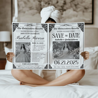 Quinceañera Newspaper Printed, Unique Editable Newspaper for Parties, Custom Birthday Gift, Quinceañera Decor, Sweet 15