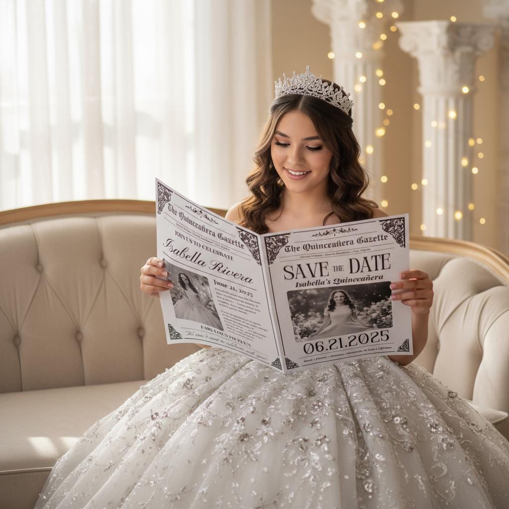 Quinceañera Newspaper Printed, Unique Editable Newspaper for Parties, Custom Birthday Gift, Quinceañera Decor, Sweet 15