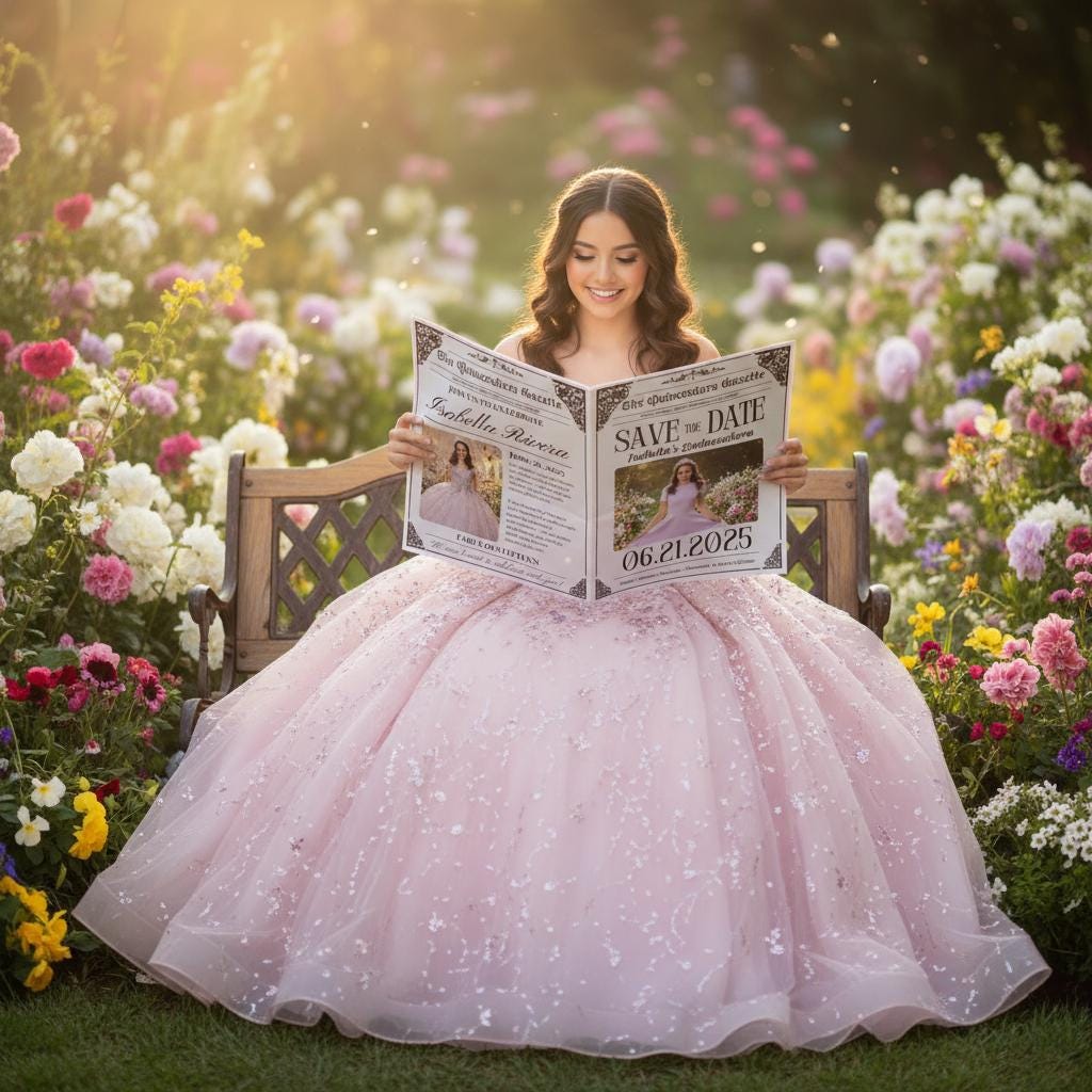 Quinceañera Newspaper Printed, Unique Editable Newspaper for Parties, Custom Birthday Gift, Quinceañera Decor, Sweet 15