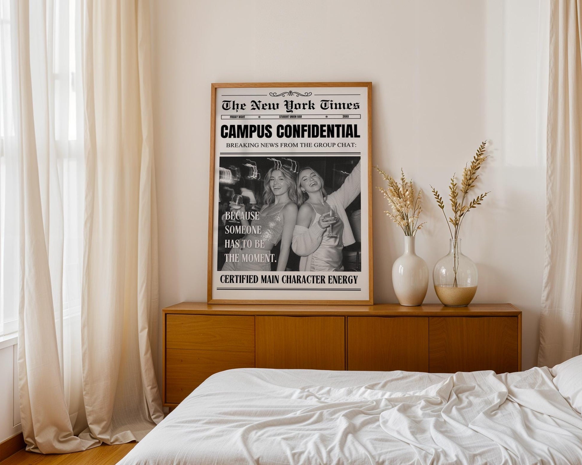 Custom Newspaper Print, Personalized College Dorm Wall Art, Best Friend Gift, Roommates Poster, Printed and Shipped Digital Download
