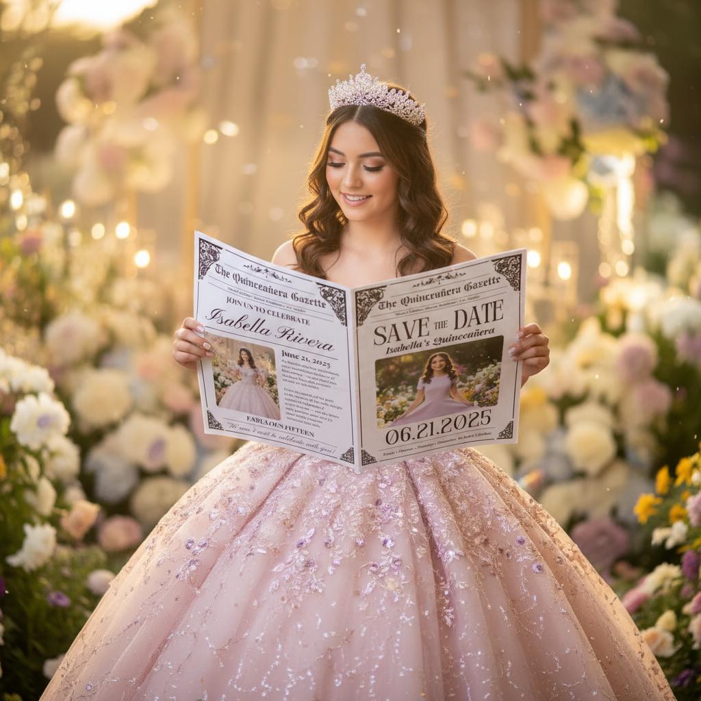 Quinceañera Newspaper Printed, Unique Editable Newspaper for Parties, Custom Birthday Gift, Quinceañera Decor, Sweet 15