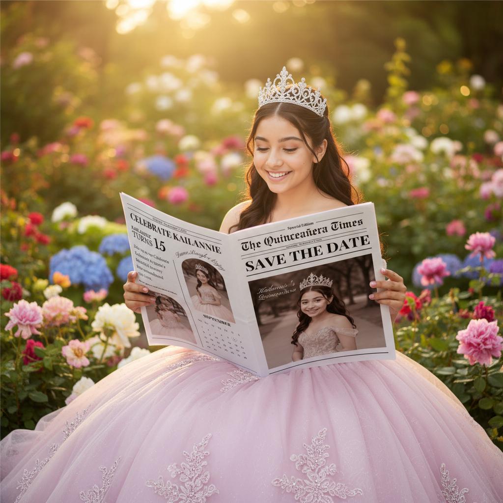 Quinceañera Newspaper Printed, Custom Editable Birthday Gift, Sweet 15 Party Decor, Unique Quince Invitation