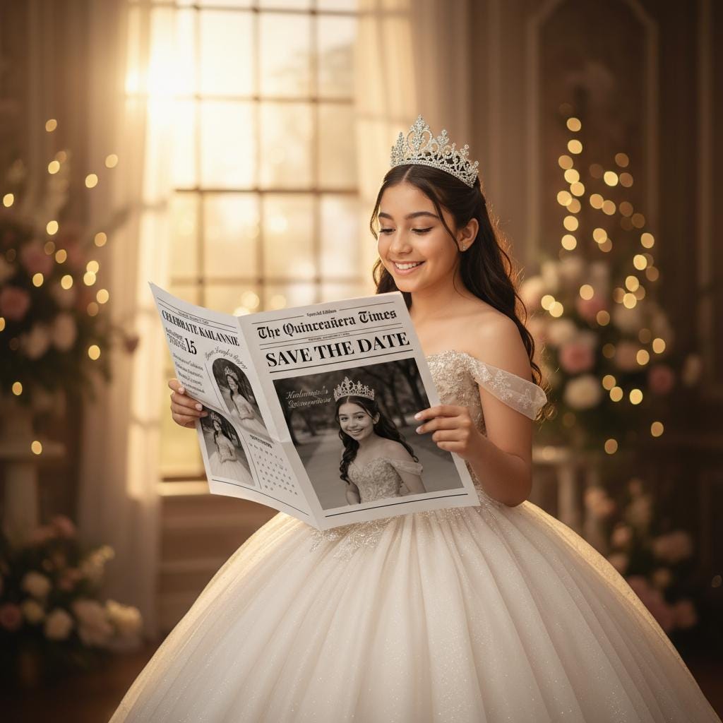 Quinceañera Newspaper Printed, Custom Editable Birthday Gift, Sweet 15 Party Decor, Unique Quince Invitation
