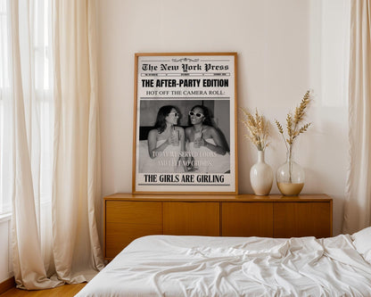 Personalized Newspaper Print, Custom College Dorm Wall Art, Roommates Gift, Printed & Shipped, Trendy Decor