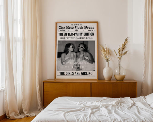 Personalized Newspaper Print, Custom College Dorm Wall Art, Roommates Gift, Printed & Shipped, Trendy Decor
