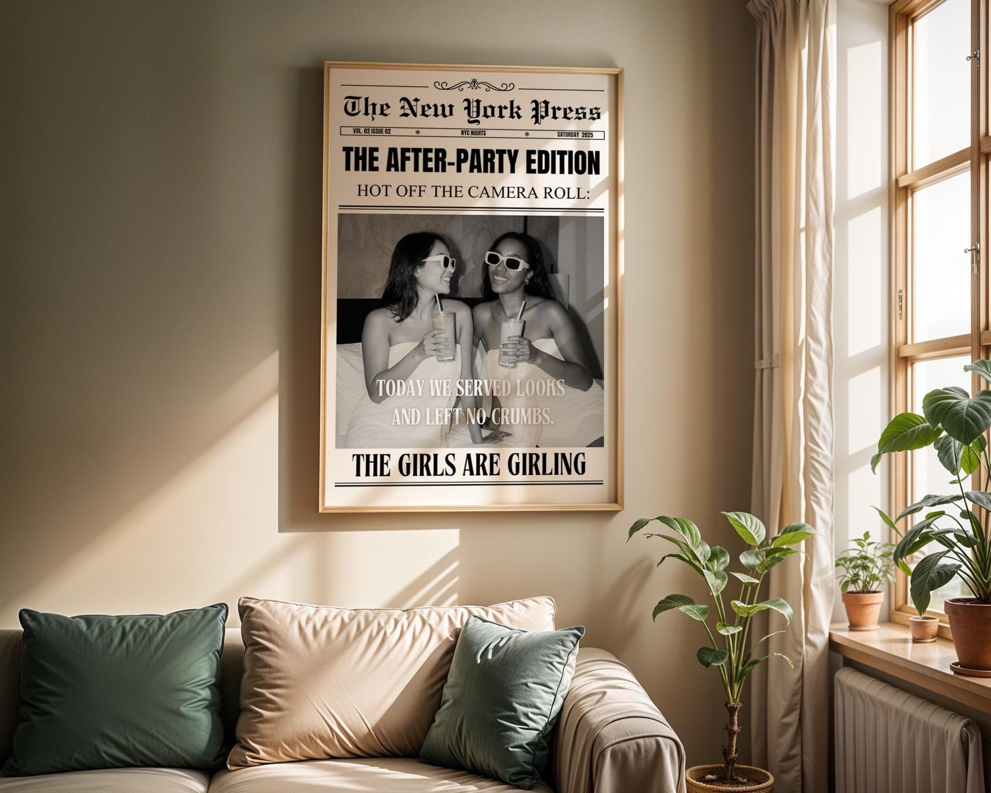Personalized Newspaper Print, Custom College Dorm Wall Art, Roommates Gift, Printed & Shipped, Trendy Decor