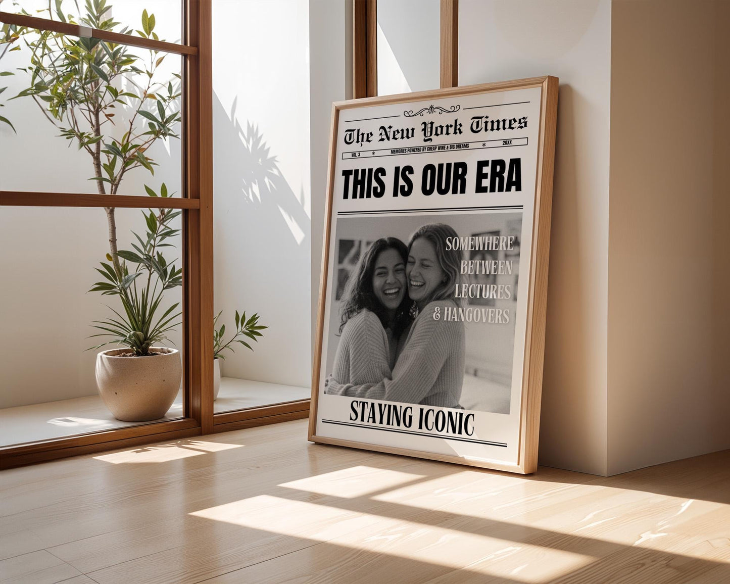 Custom Newspaper Print, Personalized Dorm Room Wall Art, Unique Gift for Roommates, Printed & Shipped, Trendy Decor