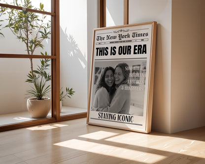 Custom Newspaper Print, Personalized Dorm Room Wall Art, Unique Gift for Roommates, Printed & Shipped, Trendy Decor