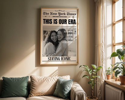 Custom Newspaper Print, Personalized Dorm Room Wall Art, Unique Gift for Roommates, Printed & Shipped, Trendy Decor