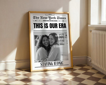 Custom Newspaper Print, Personalized Dorm Room Wall Art, Unique Gift for Roommates, Printed & Shipped, Trendy Decor