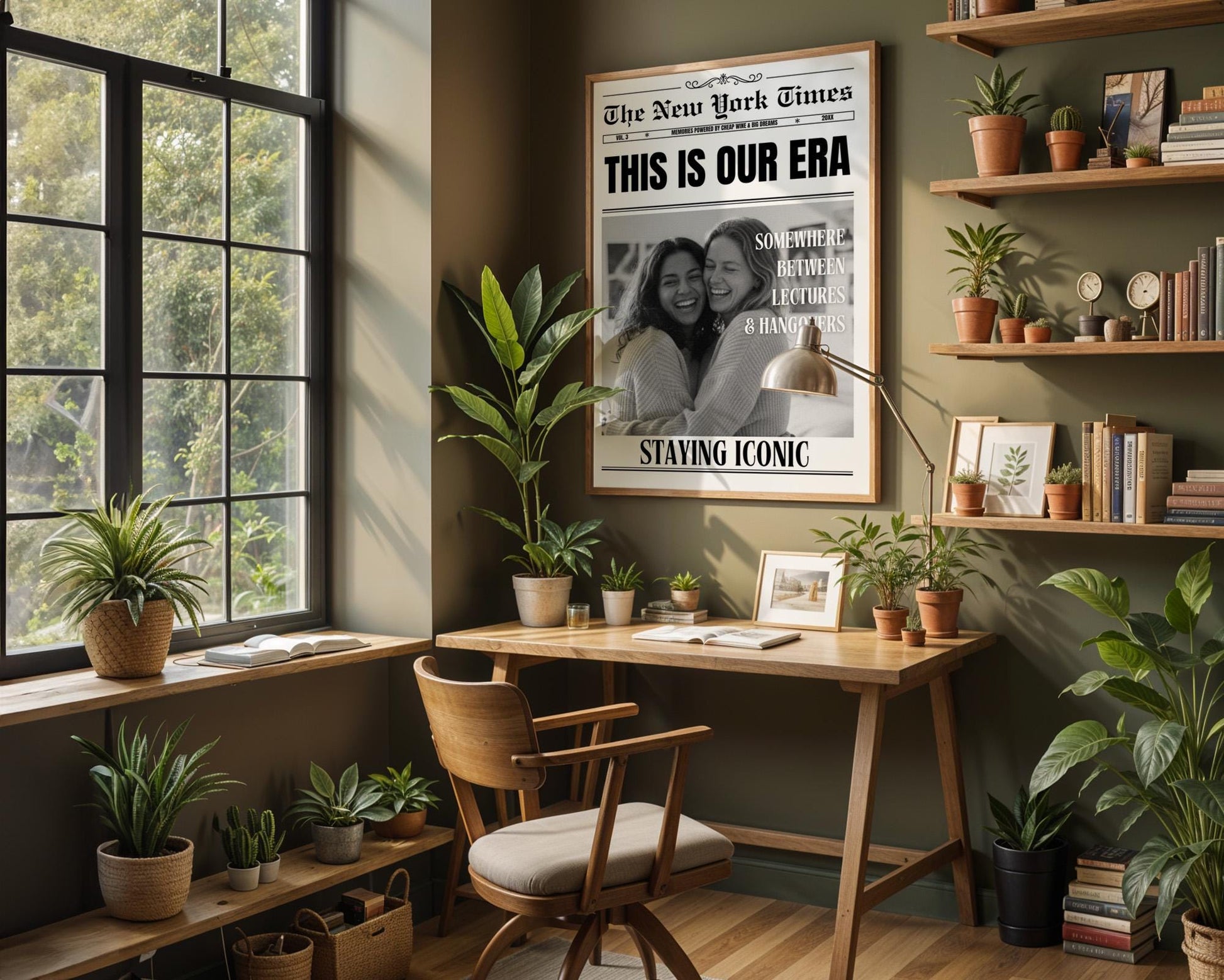 Custom Newspaper Print, Personalized Dorm Room Wall Art, Unique Gift for Roommates, Printed & Shipped, Trendy Decor