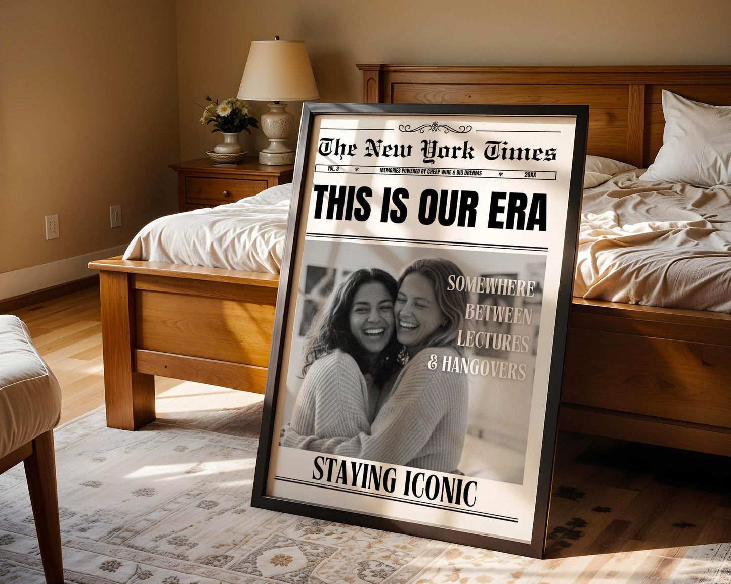 Custom Newspaper Print, Personalized Dorm Room Wall Art, Unique Gift for Roommates, Printed & Shipped, Trendy Decor