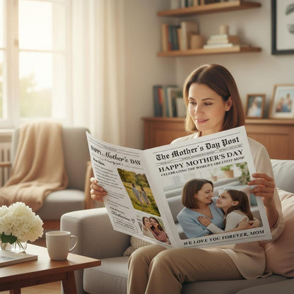 Mother's Day Newspaper Printed, Custom Gift, Unique Art Print for Mom, Personalized Keepsake