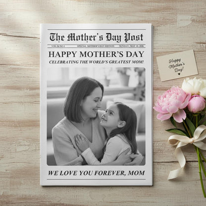Mother's Day Newspaper Printed, Custom Gift, Unique Art Print for Mom, Personalized Keepsake